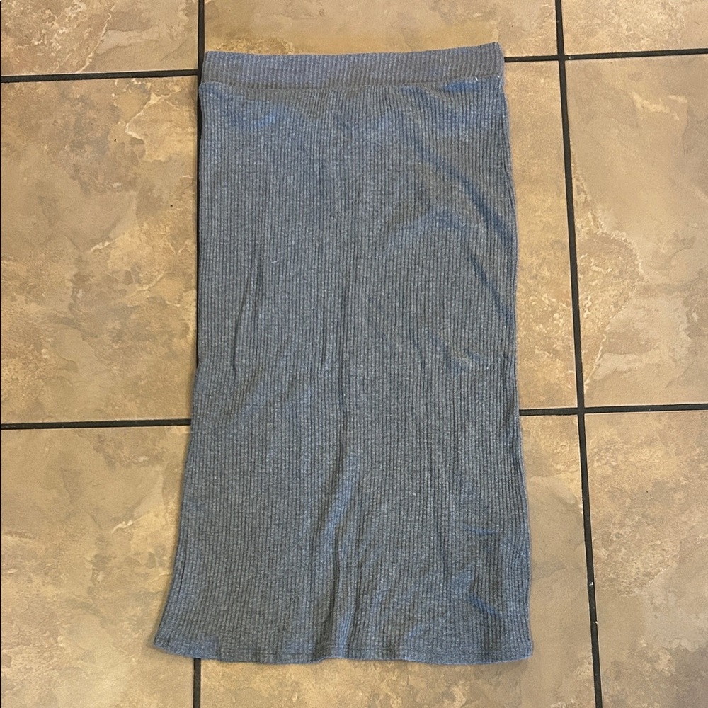 Elegant Gray Women's ribbed Pencil Skirt